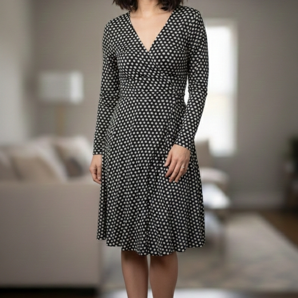 Banana Republic Black and White Long Sleeve Dress